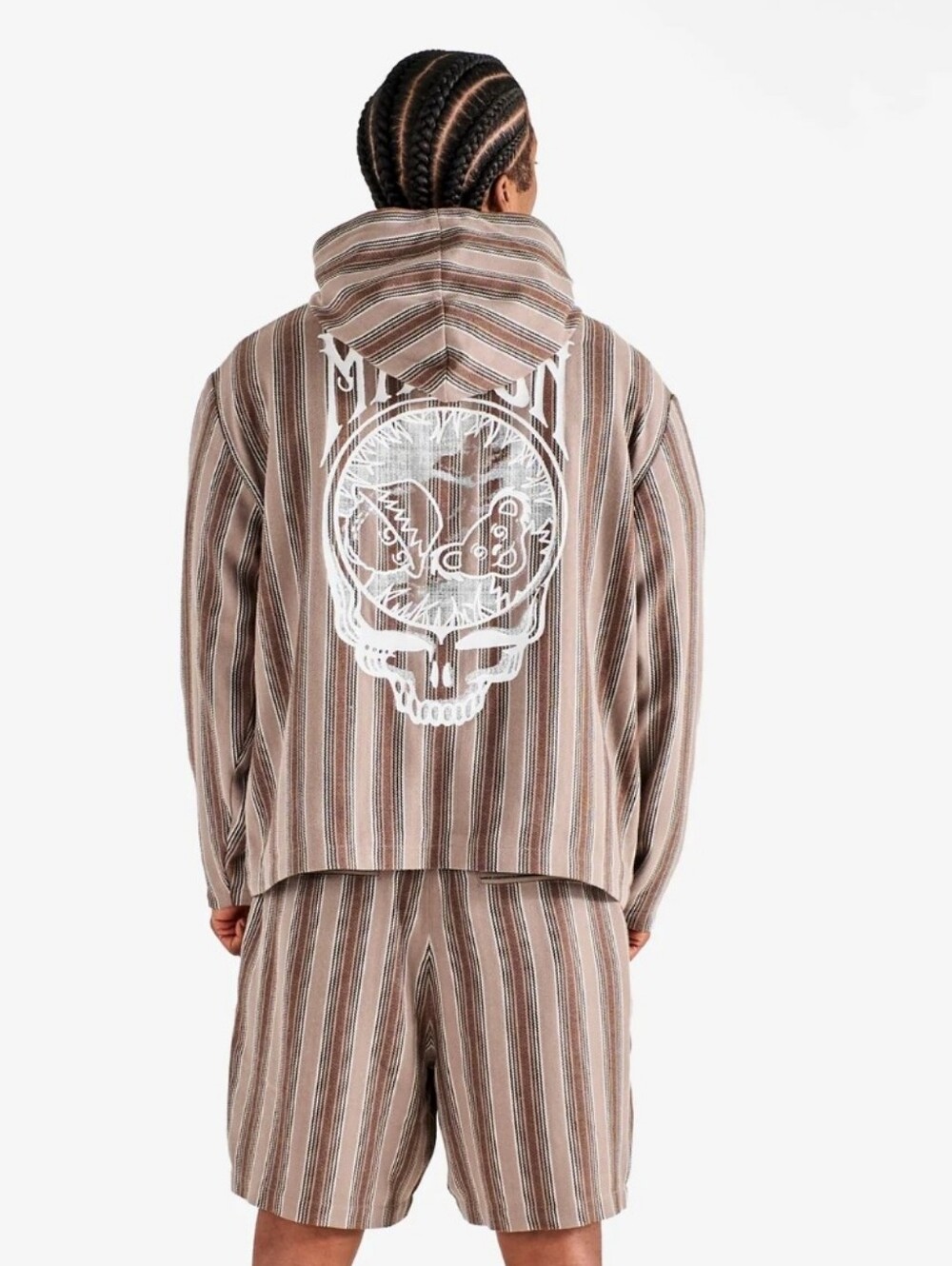 Malbon Grateful Dead Striped Blanket Jacket - Neutral Stripe